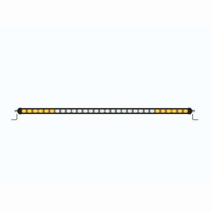 LED strip light with black frame and yellow accents on a white background