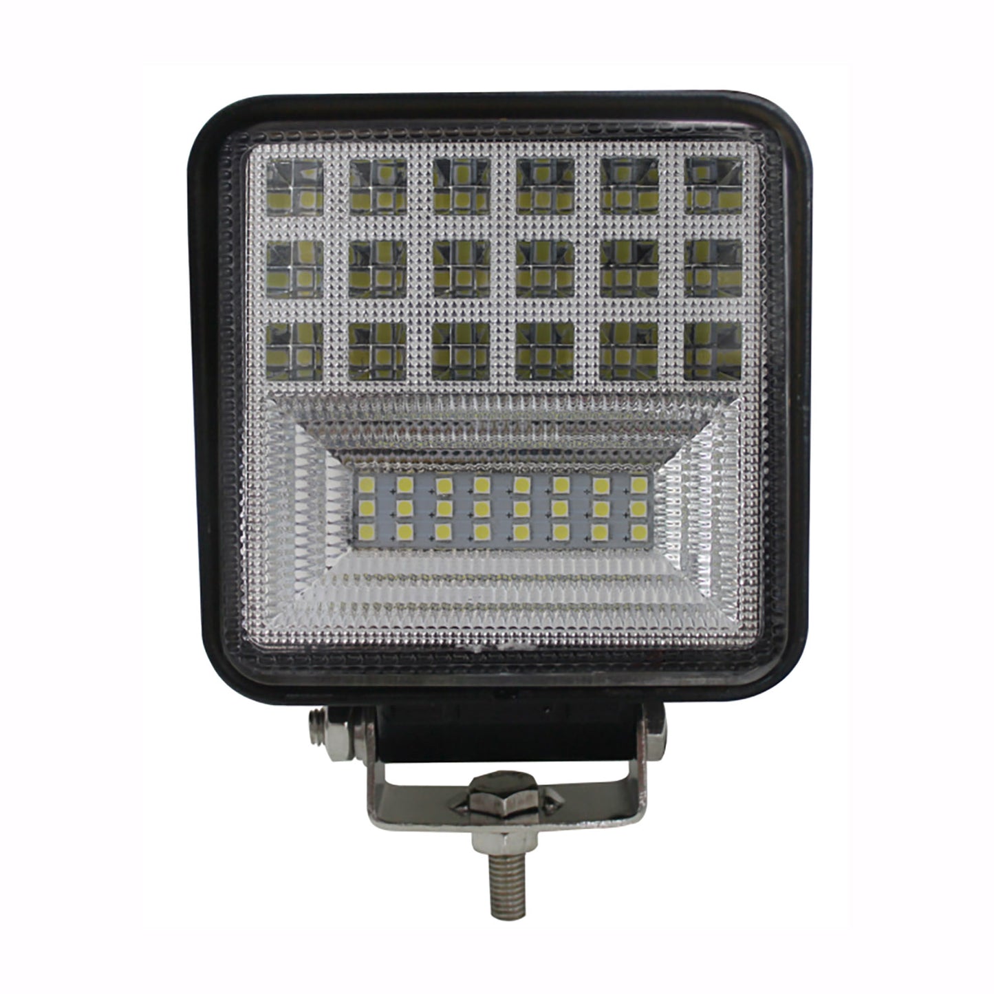 LED work light with grid pattern on a white background