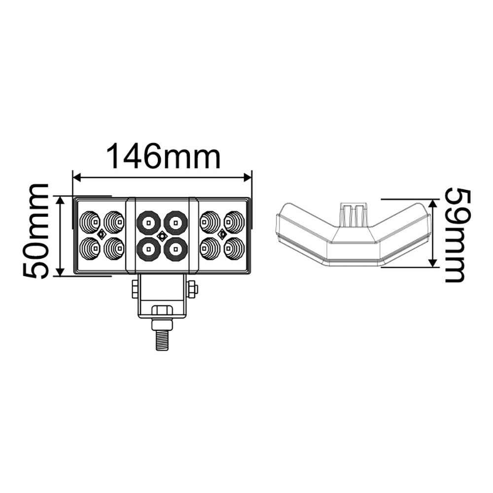 dimensions of Work lamp with 12 LEDs
