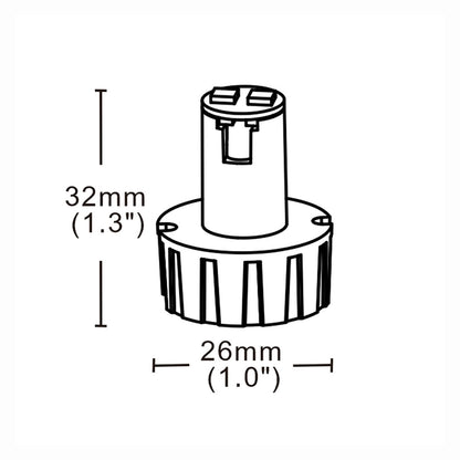 Technical drawing of a light fitting with dimensions labeled