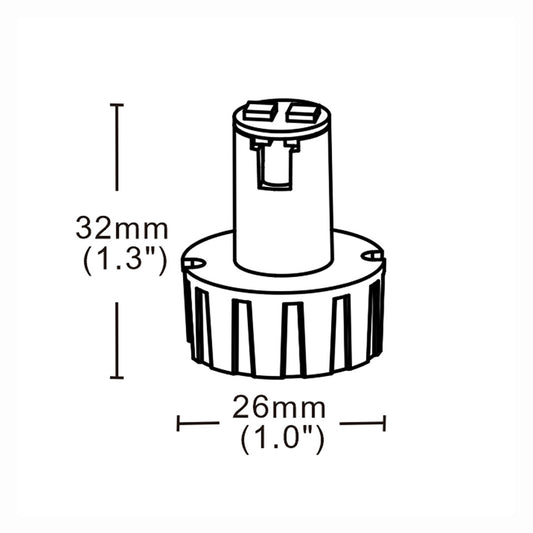 Technical drawing of a light fitting with dimensions labeled