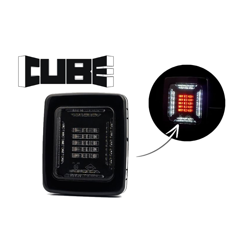 Cube LED lHorpol CUBE Rear Lamp with FOG &amp; REVERSE ight with close-up inset on a white background
