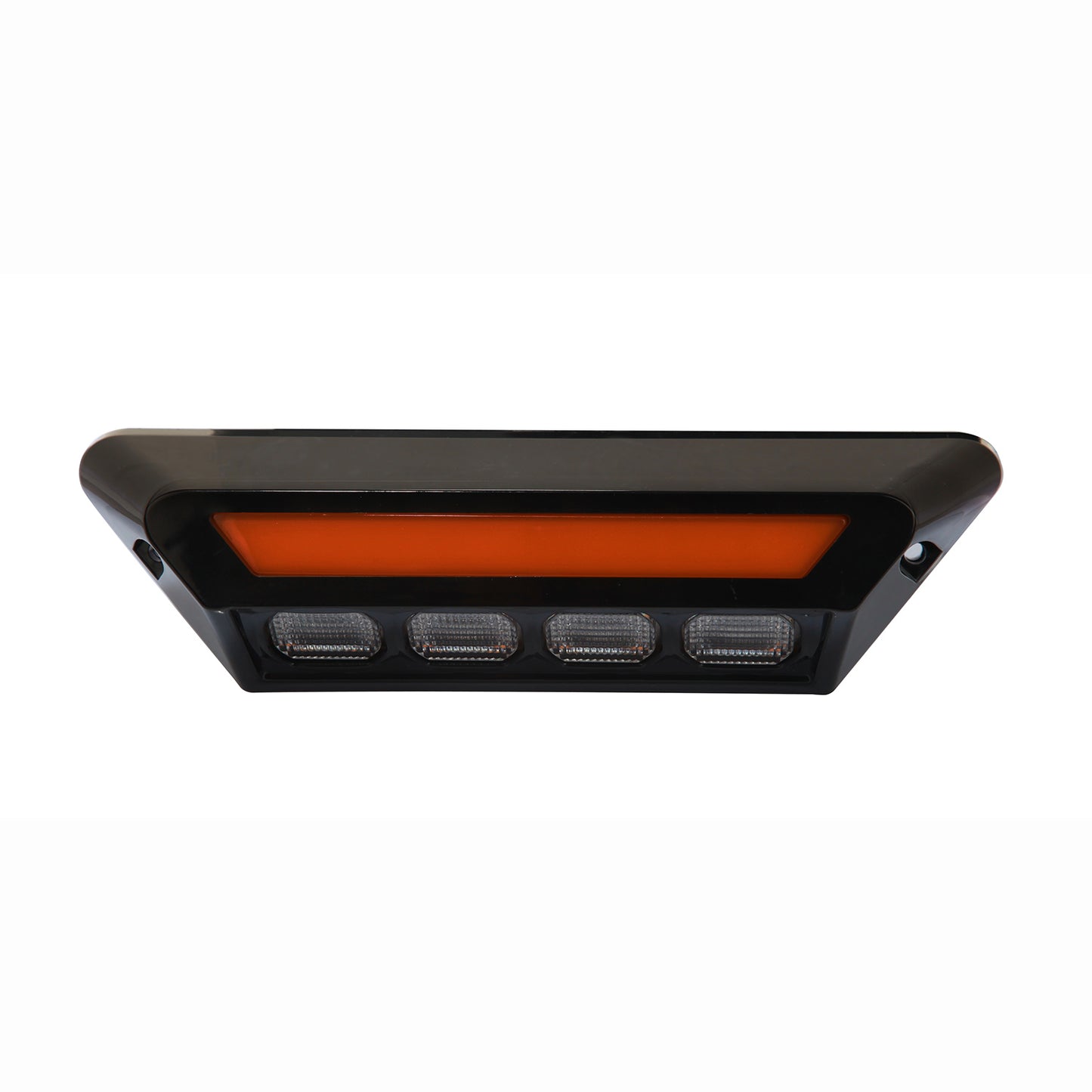 Black LED light bar with orange accent on a white background
