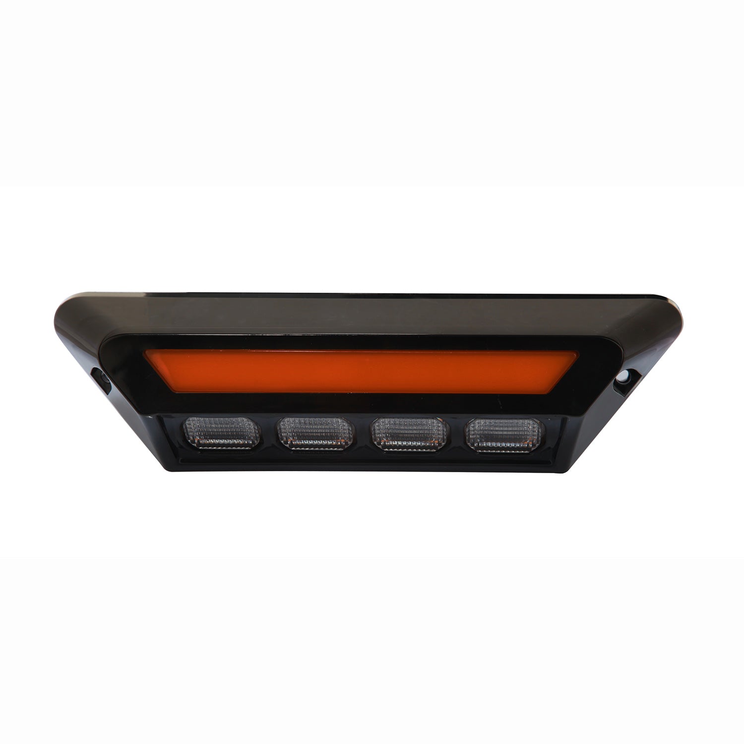 Black LED light bar with orange accent on a white background