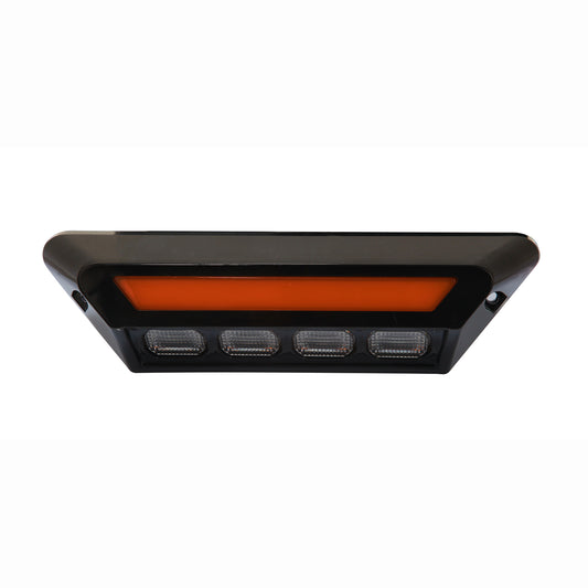 Black LED light bar with orange accent on a white background