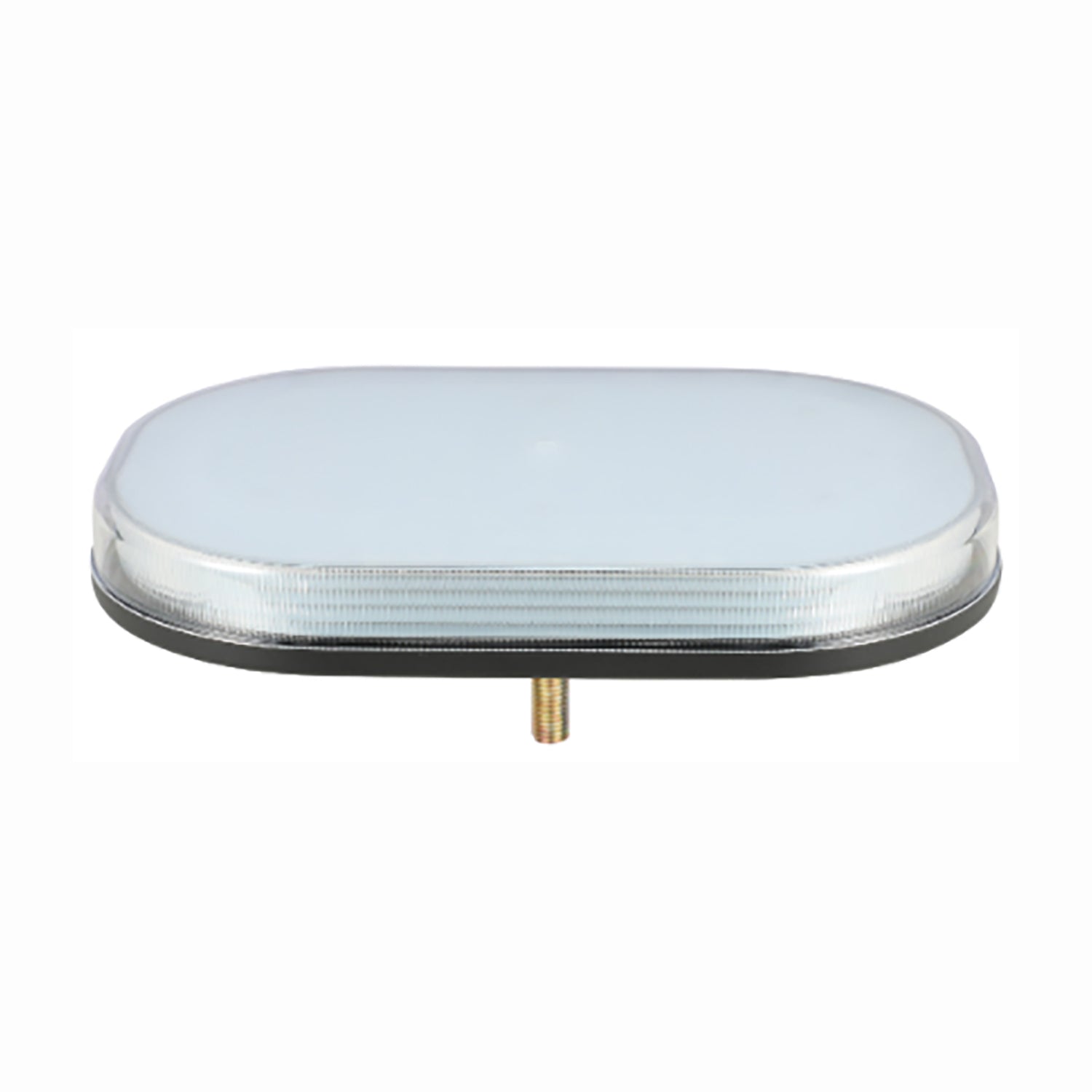 Rectangular light fixture with a white lens on a white background