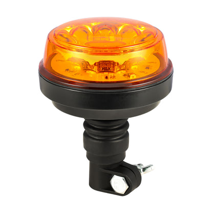 Orange warning light with black base on a white background