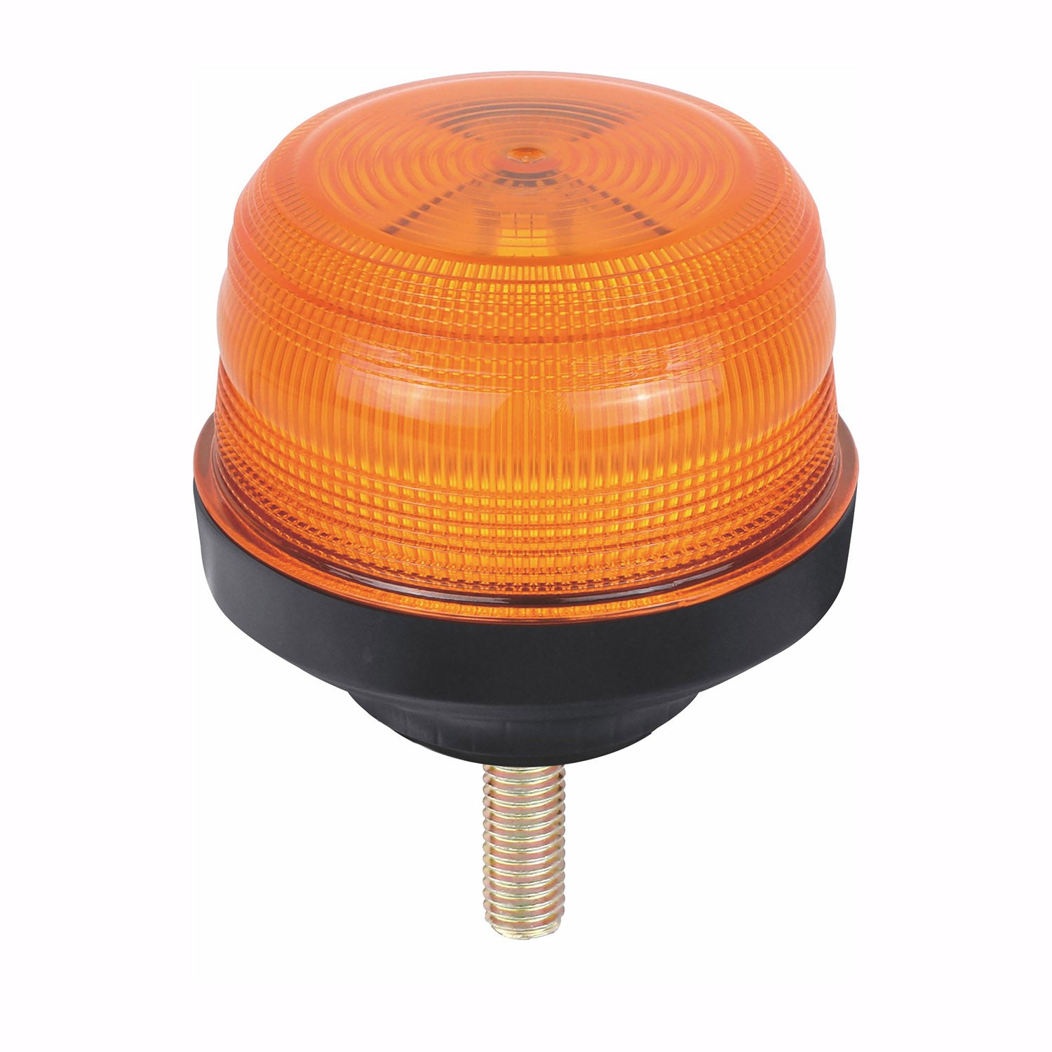 Orange industrial light with black base on a white background