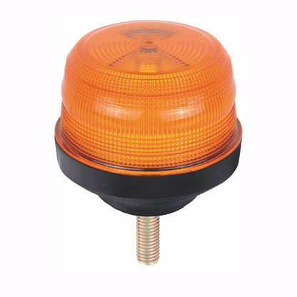 Orange industrial light with black base on a white background
