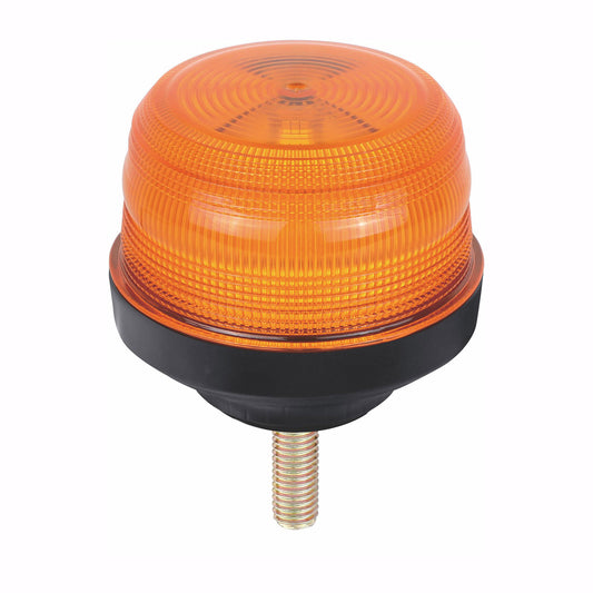 Orange industrial light with black base on a white background