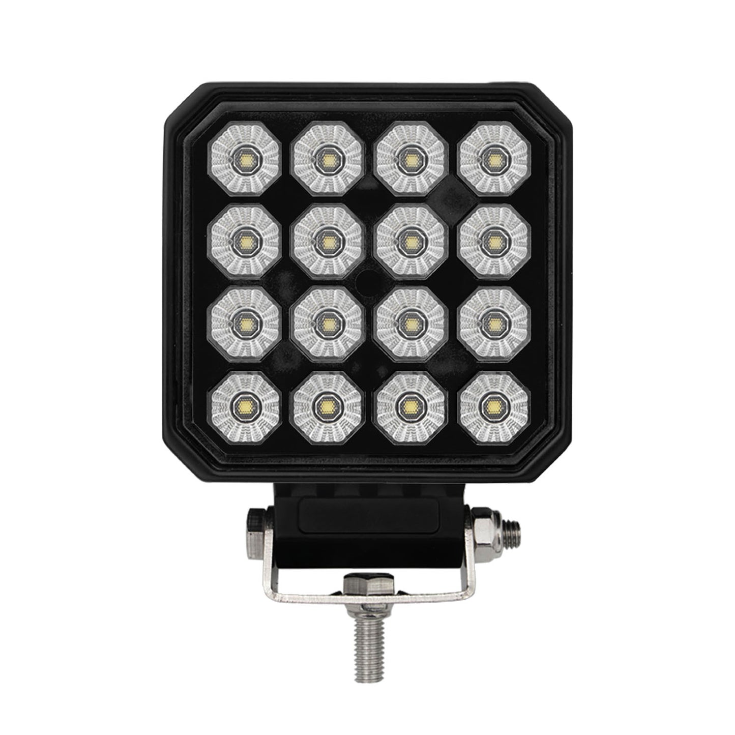Square LED work light with multiple lights on a white background