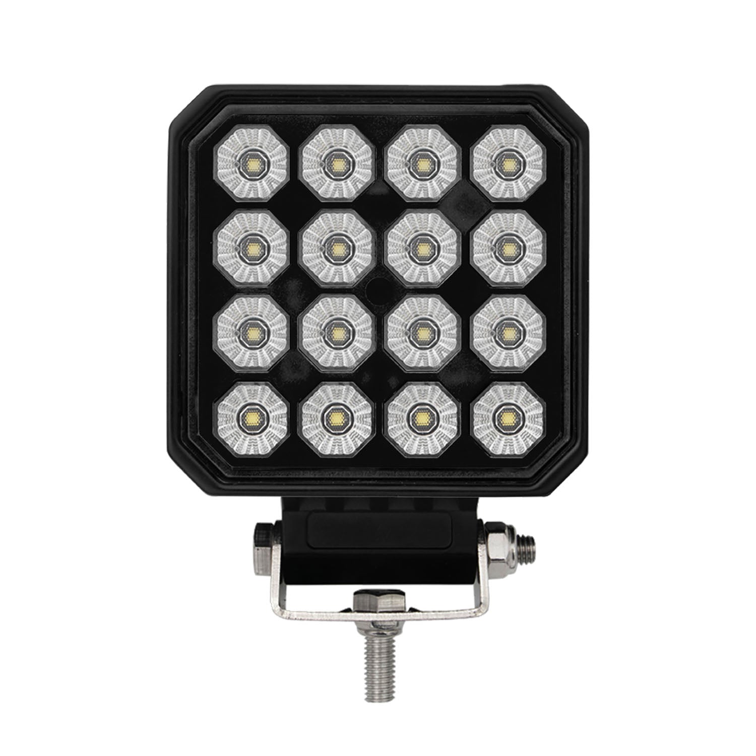 Square LED work light with multiple lights on a white background