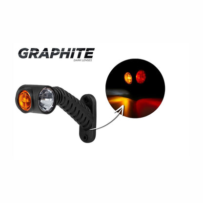 Graphite dark lens light with close-up on a white background