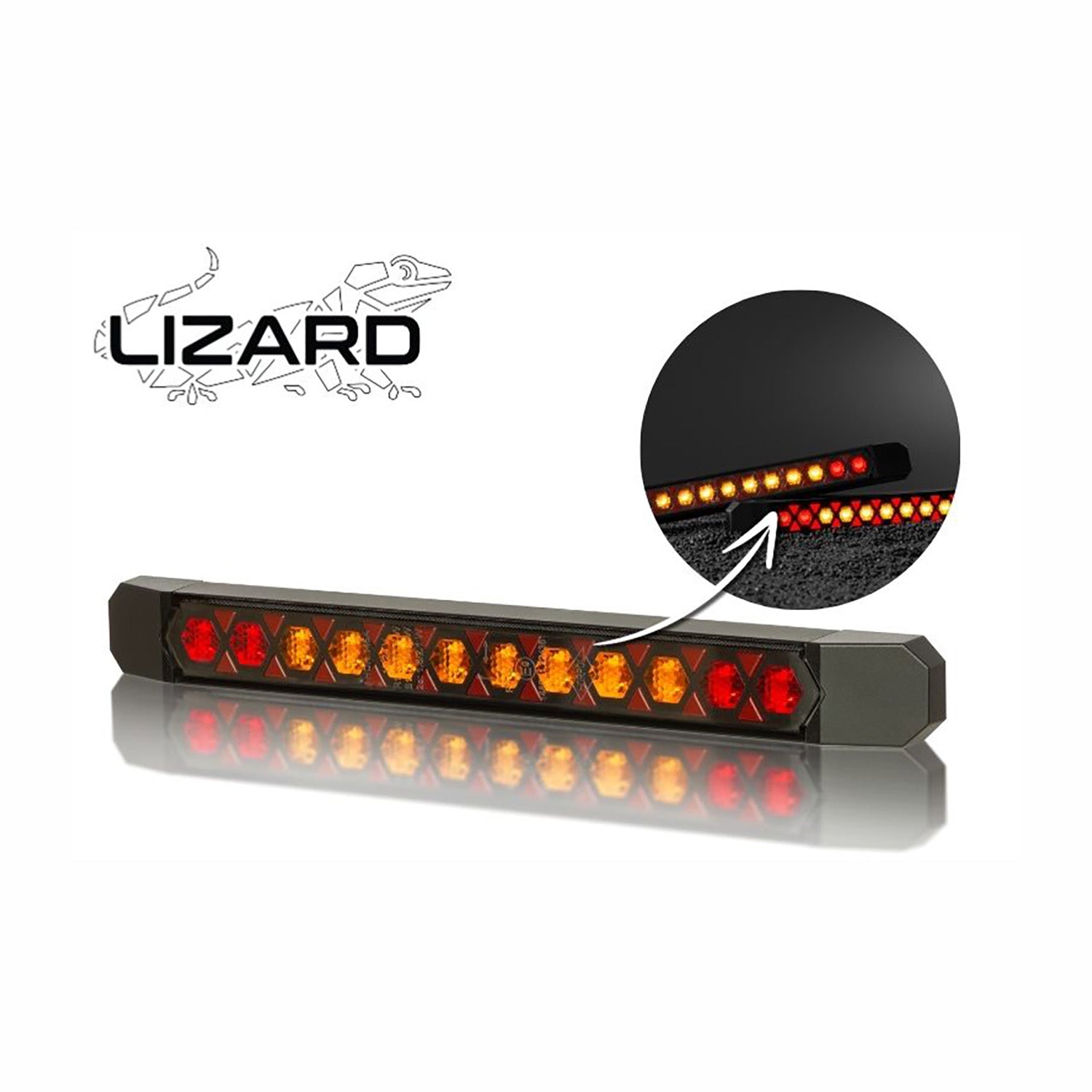 LED light bar with Lizard branding on a white background