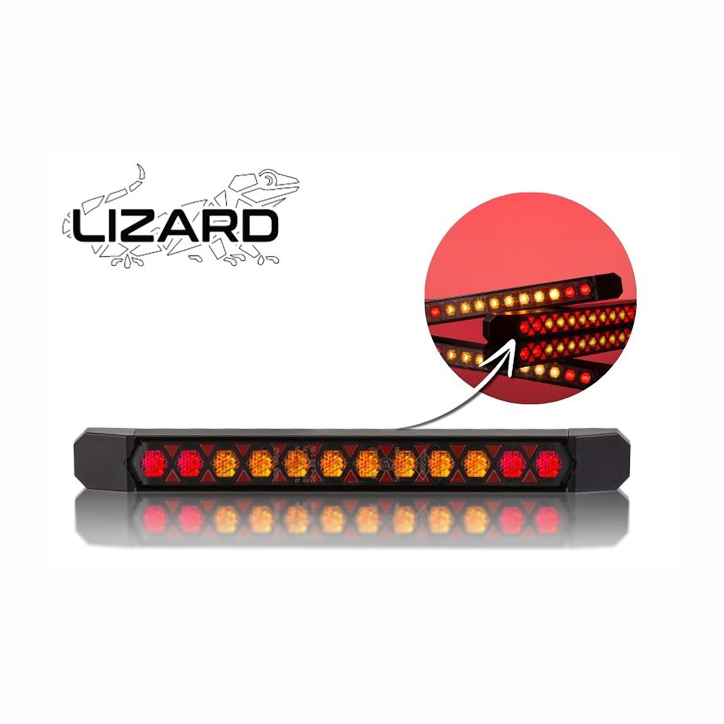LED strip light with Lizard branding on a white background