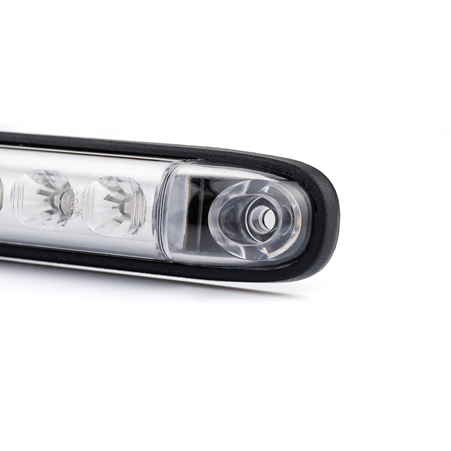 Close-up of a car light on a white background